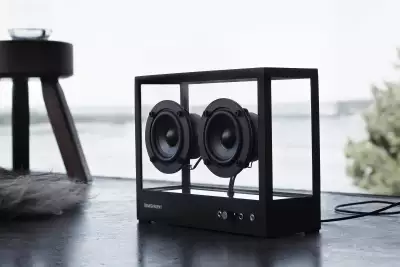 Transparent Matte Black Speakers