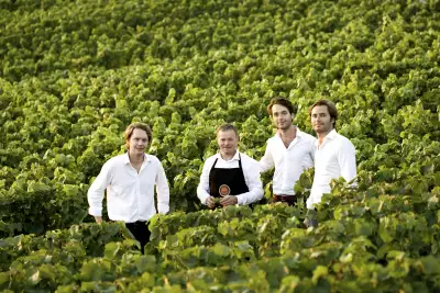 Rodolphe, Guillaume and Richard Frerejean Taittinger alongside Didier Pearson