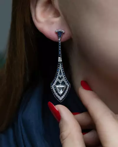 A pair of sapphire and diamond Art Deco-style ear pendants estimate &pound;4,000-&pound;6,000