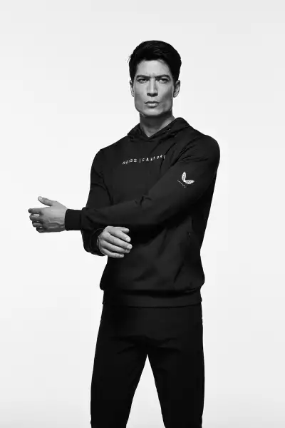 REISS x CASTORE Weatherproof hoodie, &pound;165; performance joggers, &pound;65