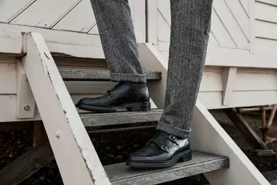 CHEANEY Emmett C double buckle monk shoe in black calf leather, &pound;380
