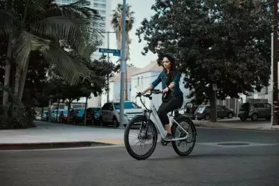 Woman on electric bike