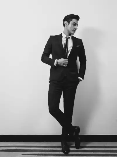 Model wearing a suit