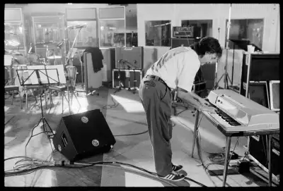 Paul McCartney recording for War Child 'Help' charity album, Abbey Road Studios, London, 1995 - Lawrence Watson, Print Matters Paul McCartney recording for War Child 'Help' charity album, Abbey Road Studios, London, 1995 - Lawrence Watson, Print Matters