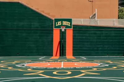 Les Deux refurbished basketball court in NYC