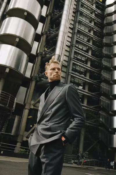 Model wearing Grey Flannel suit Model wearing Grey Flannel suit