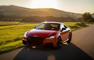 Sporty Audi TT driving on a country road in northern Scotland