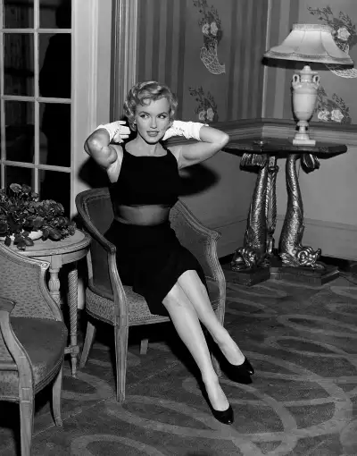 Marilyn Monroe at a press conference held at the Savoy Hotel in London in July 1956.