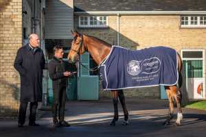 Enable, Frankie Dettori, and John Gosden at Clarehaven Stables, Newmarket