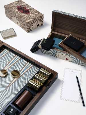 Alexandra Llewellyn Signature Turquoise Abstract backgammon set