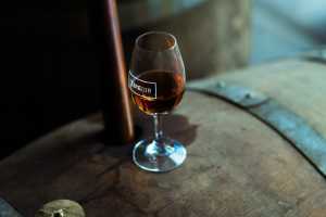 Whisky at Waterford on top of a barrel