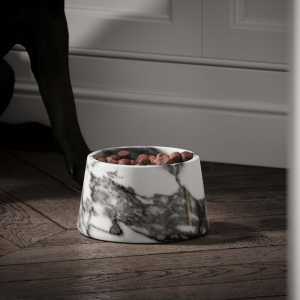 Lusso Vasoni Carrara marble dog bowl