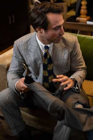 Edward Sexton Creative Director Dominic Sebag Montefiore measures a bespoke client