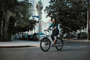 Woman on electric bike