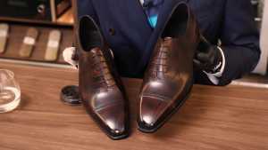 A pair of brown shoes