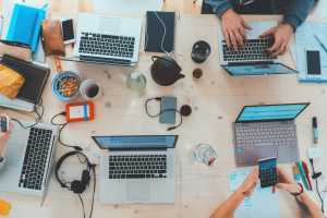 Laptops out at a meeting