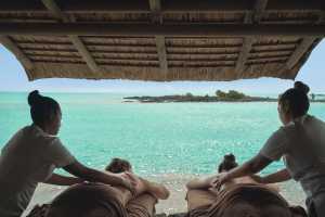 Outdoor spa treatment at the Cinq Mondes Spa