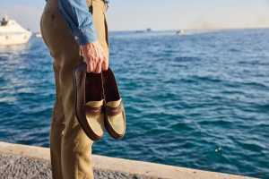 Crockett & Jones Richmond 2 walnut milled calf and stone canvas loafers, &pound;575