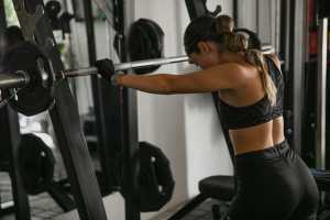 Woman doing weights at the gym