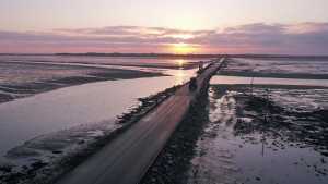 Crossing the tidal causeway to Holy Island