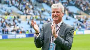 Coventry City owner Doug King applauds the fans