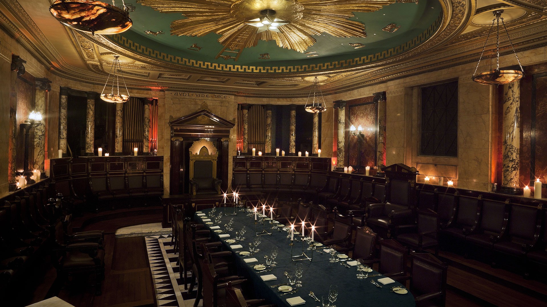 Private dining table at the Masonic Temple at Andaz hotel Private dining table at the Masonic Temple at Andaz hotel