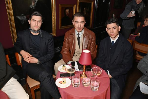 Phil Dunster, Hu Bing and Archie Renaux at Dunhill's London Fashion Week show