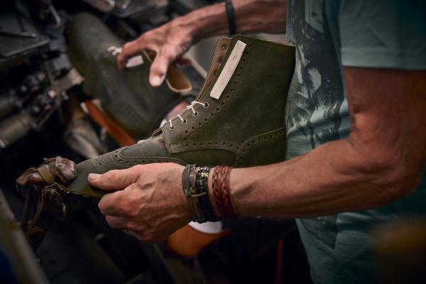 Crockett & Jones Islay being crafted in rough-out suede