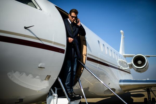 Man on a private jet