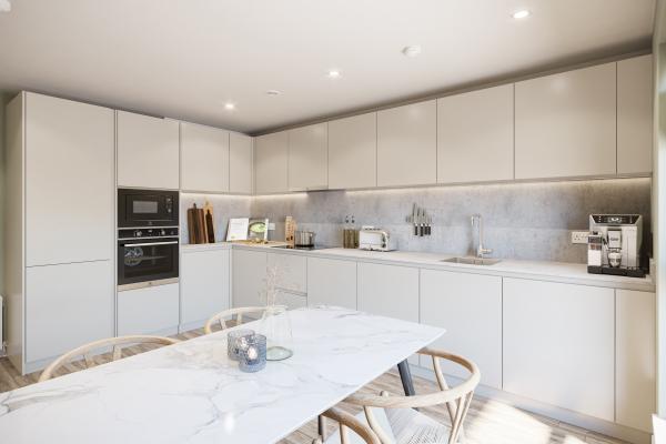 Kitchen at New Avenue apartment