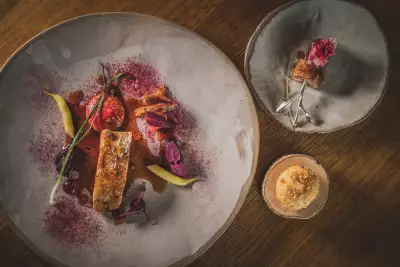 Sladesdown Guinea Hen sweetcorn beetroot and blackberry
