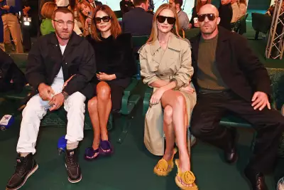 Joel Edgerton, Christine Centenera, Rosie Huntington-Whiteley and Jason Statham at the Burberry show
