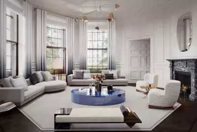 A living room inside a luxury apartment at The Old War Office