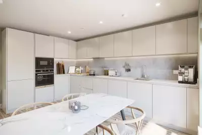 Kitchen at New Avenue apartment