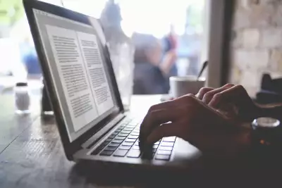 Person working on a laptop