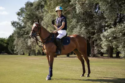 Polo player Poroto Cambiaso riding his stable of polo horses