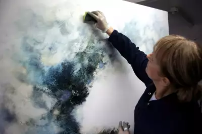 Artist Gina Parr creating artwork for Glen Scotia Elements of Campbeltown Collection Release Number One Air A