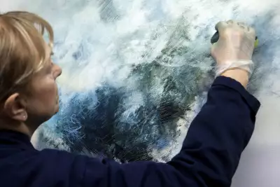 Artist Gina Parr creating artwork for Glen Scotia Elements of Campbeltown Collection Release Number One Air A