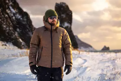 Model wearing Shackleton jacket