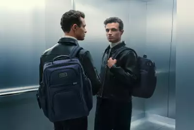 Lando Norris modelling the new TUMI Alpha collection