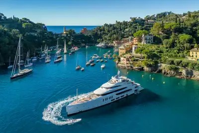 Superyacht anchored in the Mediterranean