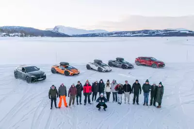 Supercars on frozen lake