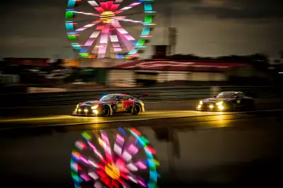 Max Verstappen driving at night during the N&uuml;rburgring 24 Hours