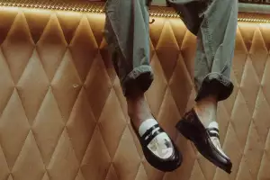 Luka Sabbat wearing Duke + Dexter x Playboy loafers