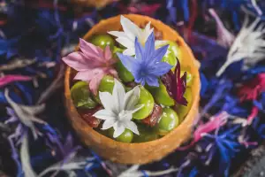 Alderman Peas chorizo cornflowers