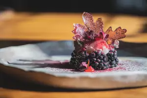 Blackberries ragstone verbena and apple marigold