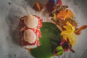 Cornish Lobster smoked marrow tomato and rosehip