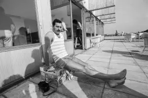 Freddie Mercury back stage