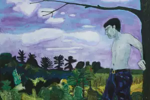 PAINTING: ‘At the Edge of Town’ by Peter Doig (1986-88), oil on canvas