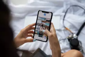 Woman on social media